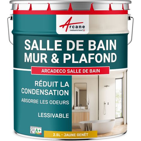 Peinture salle de bain, mur et plafond, condensation - 2.5 L Jaune Genêt - RAL 1032 - ARCANE INDUSTRIES