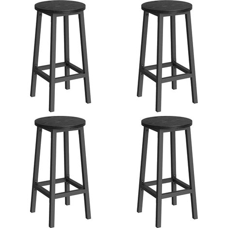 Tabourets hauts lot de 4 chaises de bar siège de cuisine cadre en acier hauteur 65 cm montage facile style industriel marron rustique et noir (1/2)