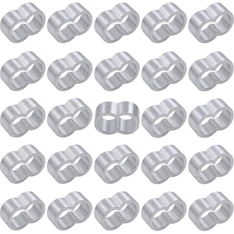 Manchon Aluminium Forme 8 Corde Elastique 25 Pieces Serre Cable Resistant (1/5)