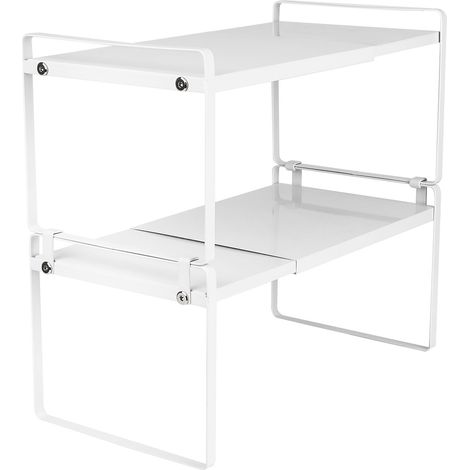 Yongqing – Organisateur d'étagère métal extensible 2 niveaux – Économise l'espace pour armoires et comptoirs – Capacité 10 kg – Dimensions 37x23x8 cm (1/5)