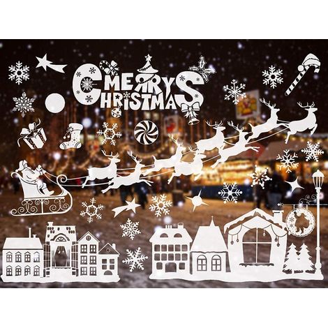 Adhesivo navideño para ventanas, pegatina para ventanas, decoración de ventanas de PVC, película adhesiva para decoración navideña de ventanas.
