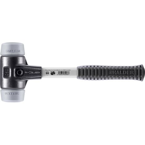 HALDER SIMPLEX Schonhammer Ø 50 mm TPE-mid grau mit verstärkem Tempergussgehäuse und Fiberglasstiel (1/5)