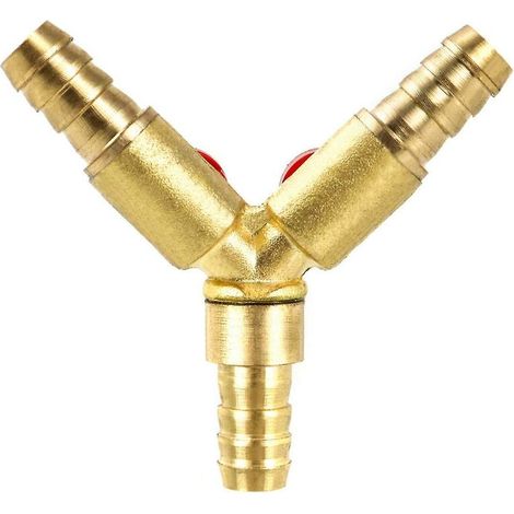 Y Connecteur de tuyau 3 voies séparateur, alliage de laiton et de zinc, 10 mm valve à bille pour eau, huile et gaz pour arrosage de jardin(1 pièce) (1/2)
