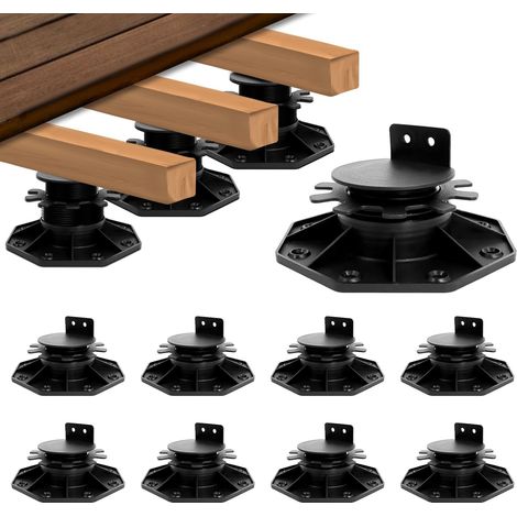 Lot de 8 supports de terrasse réglables, 30–60 mm, adaptés aux terrasses flottantes, solives, planchers et structures extérieures (1/5)