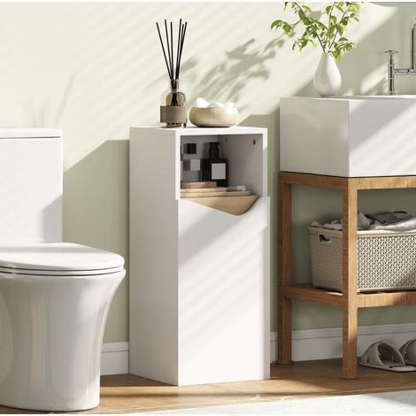 Mueble de baño 30x30x71,5 cm de madera blanca con almacenaje compacto FloraGrace (1/5)