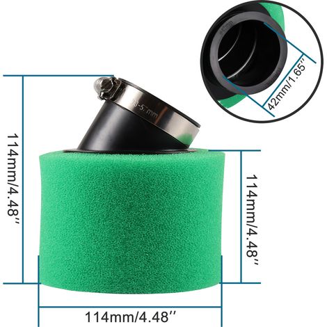 Motorcycle and ATV 42mm diameter green sponge air filter, air filter box, etc., suitable for various vehicle models. (1/4)
