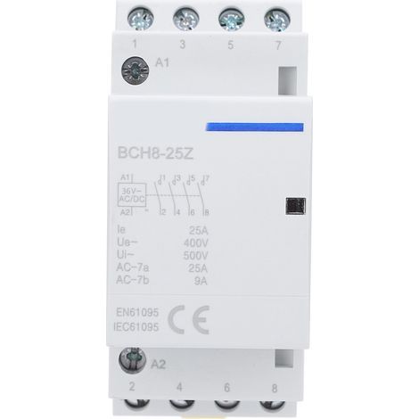 Contacteur Modulaire 25A AC/DC 36V Ultra-Silencieux pour Rail DIN, Normalement Ouvert (1/5)