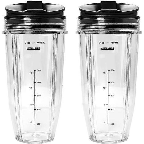 Lot de 2 gobelets de rechange de 710 ml avec couvercle à bec verseur pour les mélangeurs Nutri Ninja Auto IQ Series BL450/BL454/BL456/BL480/BL481 (1/5)