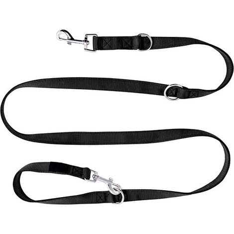 laisse éducative pour chien en noir graphite, solide et réglable en 3 Differente longueurs ( 2.51.55m ) laisse pour chien, double laisse, tressée, laisse en corde, laisse réglable