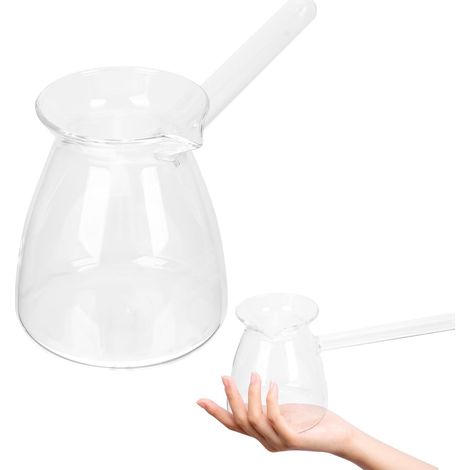 Cafetière Turque En Verre Borosilicaté Épais 450Ml Résistante À La Chaleur Poignée Latérale Ergonomique Théière Transparente Pour Café Turc Et Chauffe Lait (1/5)