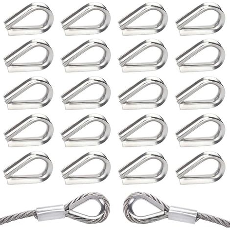40 Pièces M5 Cosses de Câble Métallique en Acier Inoxydable 304 Cosse Coeur pour Cable Acier pour Câble Métallique 5mm (1/5)