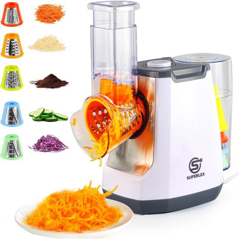 Electric Vegetable Slicer, Mandolin Slicer with Interchangeable Drum Blades, Cheese Grater for Fruit Vegetable Carrots Nuts Kitchen Grater (1/5)
