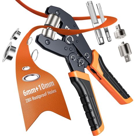 6+10mm Oeillets Métalliques Kit,Kit de Pose d'Œillets pour Bâche-280 Œillets Métalliques 6+10mm,Kit d'Installation d'Œillets pour Bâche avec Pince à Œillets (1/5)