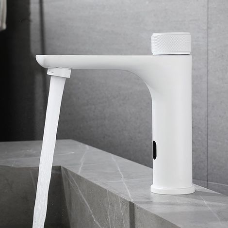 1 Robinet à capteur, Acier Inoxydable, Débit 8L/min, Eau Chaude et Froide, Salle de Bains (1/5)
