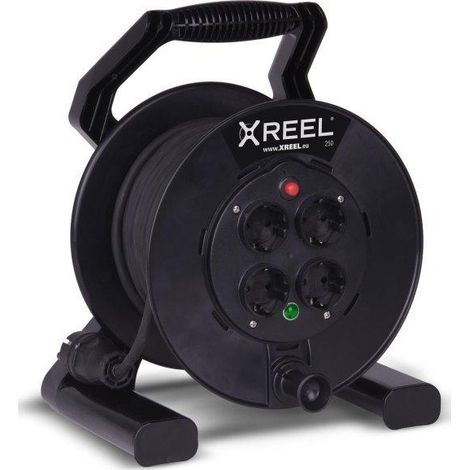 PCE XREEL 4x2P+Z rallonge électrique 25 mètres noir