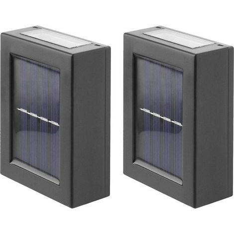 Lot de 2 appliques murales solaires, éclairage haut et bas, IP65, ABS, blanc chaud, jardin, patio (1/5)