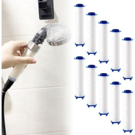 10 filtri per soffione doccia da 9,5 cm, filtro anticalcare per soffione doccia in cotone PP, ricarica filtro anticalcare per soffione doccia (1/5)