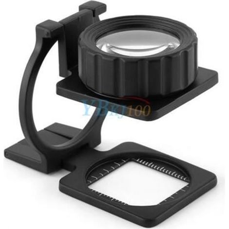HONORNIC - 15X Loupe Pliable Portable Support Lentille Agrandissement Mesure Échelle