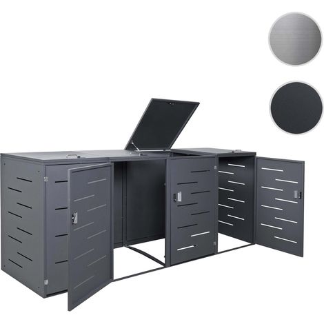 Enveloppement pour 4 poubelles HWC-E83, revêtement, extensible, 108x61x76cm acier anthracite (1/5)
