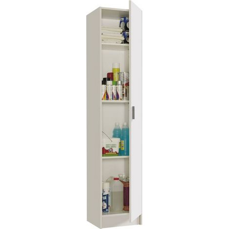 Mobimarket – Armoire murale de salle de bain blanche 1 porte – Dimensions 60x30x180 cm – Fixation murale – Rangement organisé pour ateliers et bureaux (1/10)