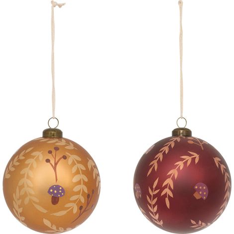 Déco Sapin Lot de 2 Boules de Noël Doré et Bordeaux D 8 cm - Feeric Christmas (1/5)