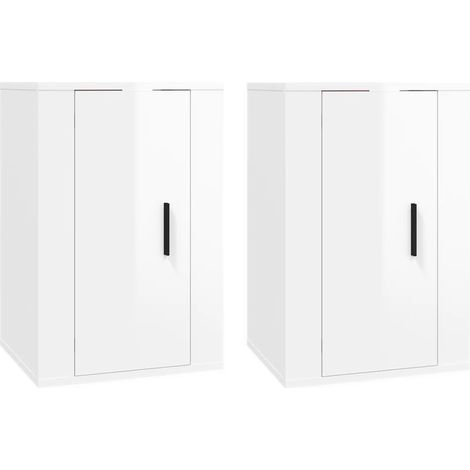 Mobile TV a parete scaffale per televisione multimediale televisione buffet sala da pranzo soggiorno camera da letto 2 pezzi lucido 40 x 34,5 x 60 cm bianco 020028948