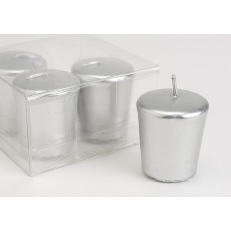 Amadeus - Lot de 4 bougies Votive 4,6 x 5,1 cm argent