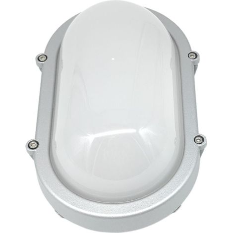 Applique Exterieur Led 12W Lumière Chaude Ovale Argent