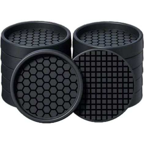 Confezione da 12 sottobicchieri rotondi da 5 cm per mobili in legno duro, protezioni antiscivolo per tazze, letti, divani, fermamobili per evitare scivolamenti (nero) (1/4)