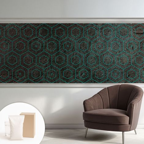 Papier peint intissé décoratif pour chambre et salon Design moderne à poser facilement - Colle incluse gratuite Motif géométrique 250x104 cm (1/5)