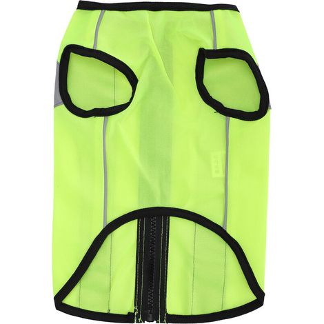 Jeffergarden Vêtements de sécurité de nuit pour animaux de compagnie, veste brillante, gilet léger réfléchissant, fermeture éclair pour chiens, vert fluorescent S-DOU