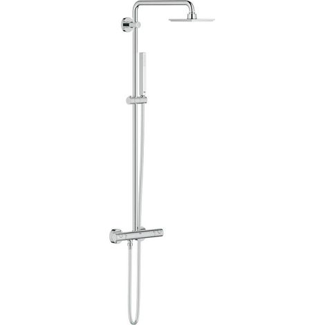 Grohe – Colonne de douche thermostatique Euphoria Cube – Douche de tête 152x152 mm – Jet Rain – Finition chromée – 27932000