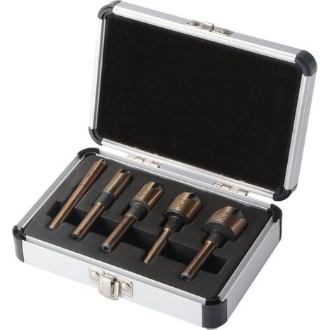 Lot de 5pcs Fraise à Noyer, 5 Flûte 82° HSS Foret à Chanfreiner tige Mèches Bois pour Chanfreiner 6mm / 9mm / 12mm / 16mm / 19mm (1/5)
