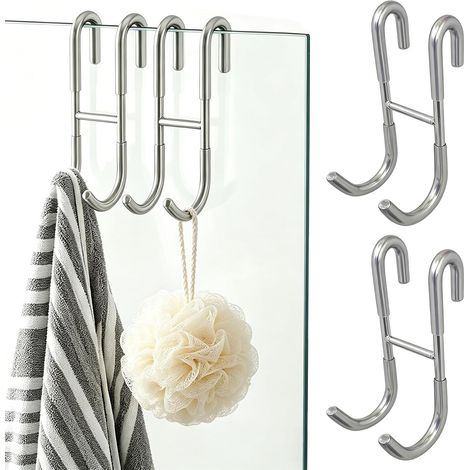 Crochet Porte Serviette Lot de 2 Crochet Douche sans Perçage avec Couvercle en Silicone - Support pour Raclette (1/5)