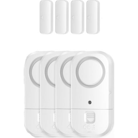 Capteurs d'alarme pour portes et fenêtres - Sécurité enfants, maison, bureau, magasin, dortoir, appartement, camping-car, lot de 4 (1/5)
