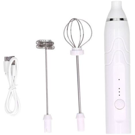 Eosnow Mousseur à lait mélangeur multifonction à 3 vitesses, Machine à mousse électrique portative, chargement USB (blanc)
