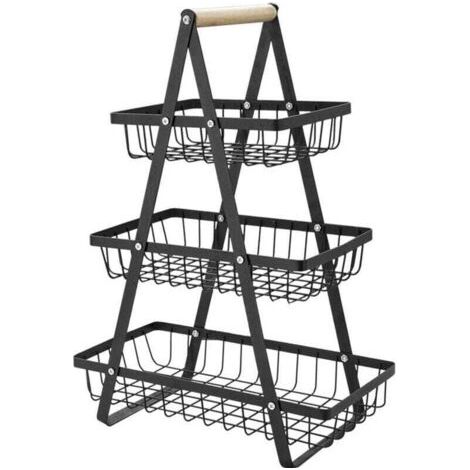 Porte-fruits à 3 Niveaux Panier de Fruits et Legumes Détachable Porte-légumes Corbeille Fruits, XU, Pour Légumes Snacks Rangement Cuisine Maison Bureau avec Tournevis - (1/3)