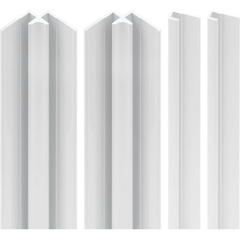 Schulte – Lot de 2 profilés de finition et 2 profilés d'angle pour panneau mural de douche – Aluminium blanc 210 cm – Installation rapide sans outils