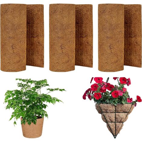 3 Roll 30 cm x 100 cm Natural Coconut Fibre Mat, Coconut Lining Roll, Natural Coconut Fibre for Planter, Window, Box, Flower Basket, Garden Carpet (1/5)