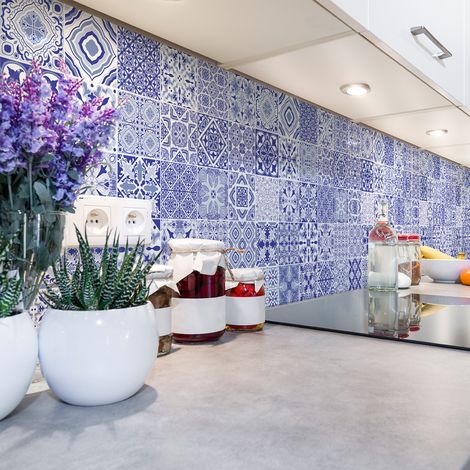 Sticker Mural Carrelage adhésif Cuisine Salle de Bain - 30 STICKERS CARRELAGES AZULEJOS LEONARDINO - 30stickers10x10cm (1/4)
