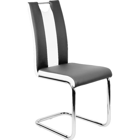 Silla de comedor, diseño minimalista, asiento cómodo, blanco y negro. (1/2)