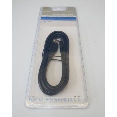 Cordon noir longueur 2m 1 fiche mâle USB A 1 fiche mâle Mini USB B 480Mbps ERARD (1/2)