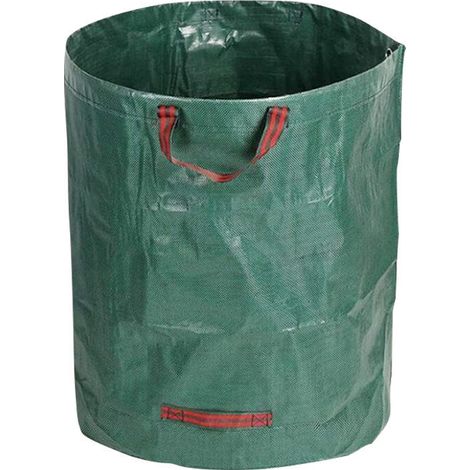 1x 500 litres sac de jardin stable(Sangles rouges)sac à feuilles sac à déchets de jardin sacs pour déchets de jardin sacs pour déchets verts pliables, grands, robustes en toile de polypropylène (1/5)
