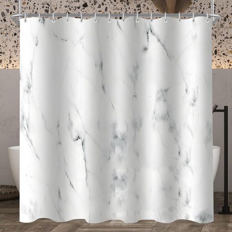 180 x 180 cm großer Duschvorhang in Marmoroptik, beschwerter Saum, schimmelresistentes, wasserdichtes und waschbares Polyestergewebe