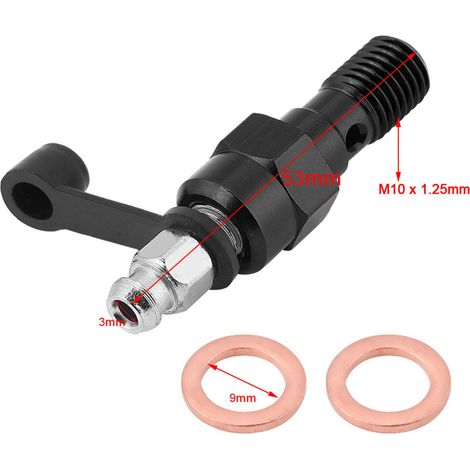 Vis de purge M10x1.25mm pour maître-cylindre et étrier de frein moto, boulon banjo, capuchon anti-poussière noir (1/5)