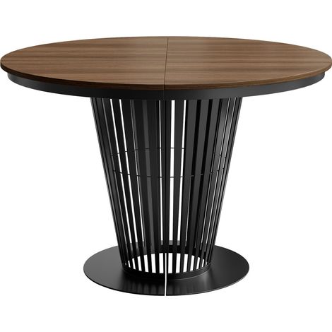 Mesa Oswego 179, Negro + Nuez oscura, 76x0x0cm, Alargamiento, Aglomerado laminado, Metal