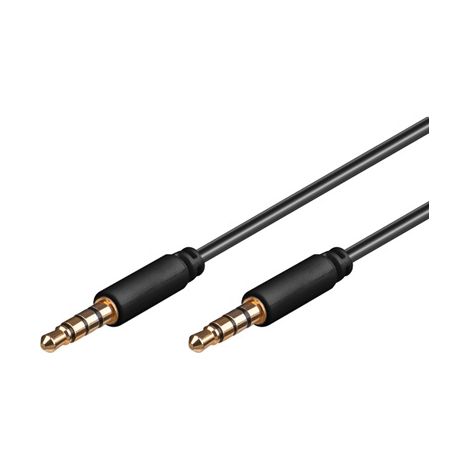 Cavo di collegamento audio AUX, 3,5 mm stereo a 4 pin, sottile, CU, Spina 3,5 mm (4-pin, stereo)  Spina 3,5 mm (4-pin, stereo). Lunghezza del Cavo 1 m