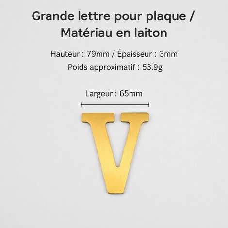 Lettre de porte V en laiton pur mat adhésive 8 cm t4911-8cm 8 × 6,5 × 0,3 cm 53 g – Livraison gratuite