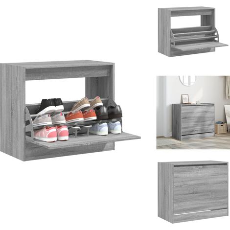 Armoire à chaussures sonoma gris 80x42x69 cm bois d'ingénierie - Meuble Chaussure - Rangements Chaussures - Armoire Chaussures - Rangement Intérieur - Meuble Entrée (1/5)