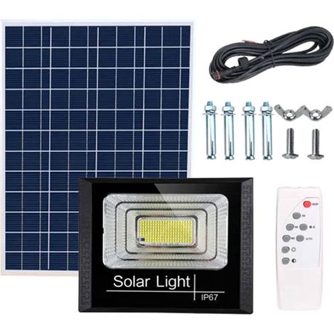 Foco solar + mando a distancia + temporizador + ajuste de brillo, 25 W, 44 unidades -25 W, 44 unidades